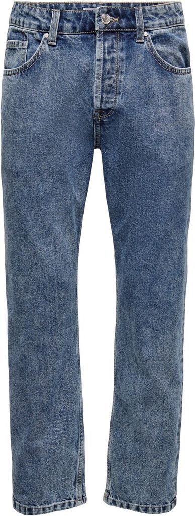 ONLY & SONS Loose Fit Jeans Straight Leg Denim Pants Stoned Washed Hose ONSEDGE Größe: 29W / 30L