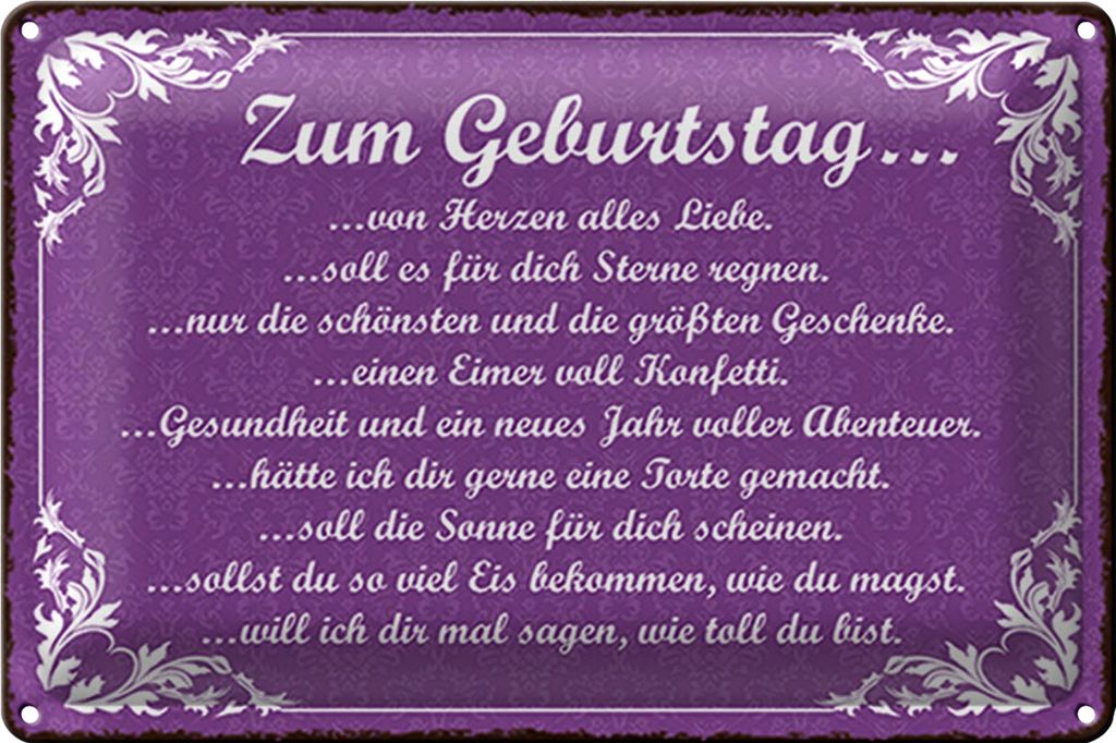 Blechschild Spruch 40x30cm zum Geburtstag alles Liebe