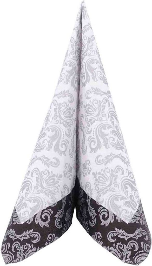 Tissue Serviette Barock in Schwarz/Silber 33 x 33 cm, 100 Stück - APARTina