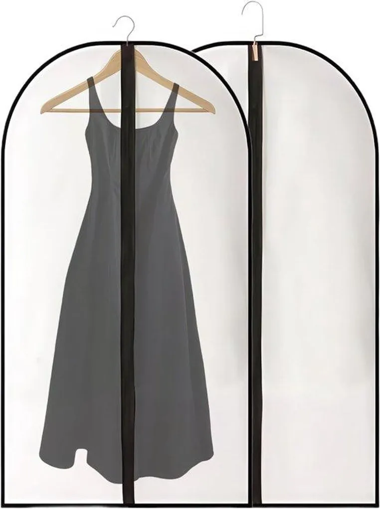 Housse de vêtement longue 140 cm transparente et respirante en lot de 2