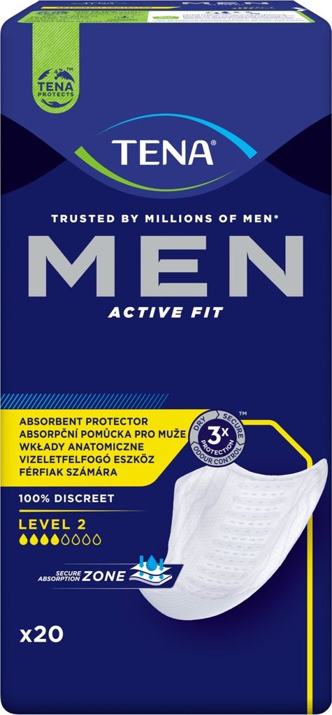 Serviettes anatomiques Tena Men Active Fit Level 2 pour Image du produit 