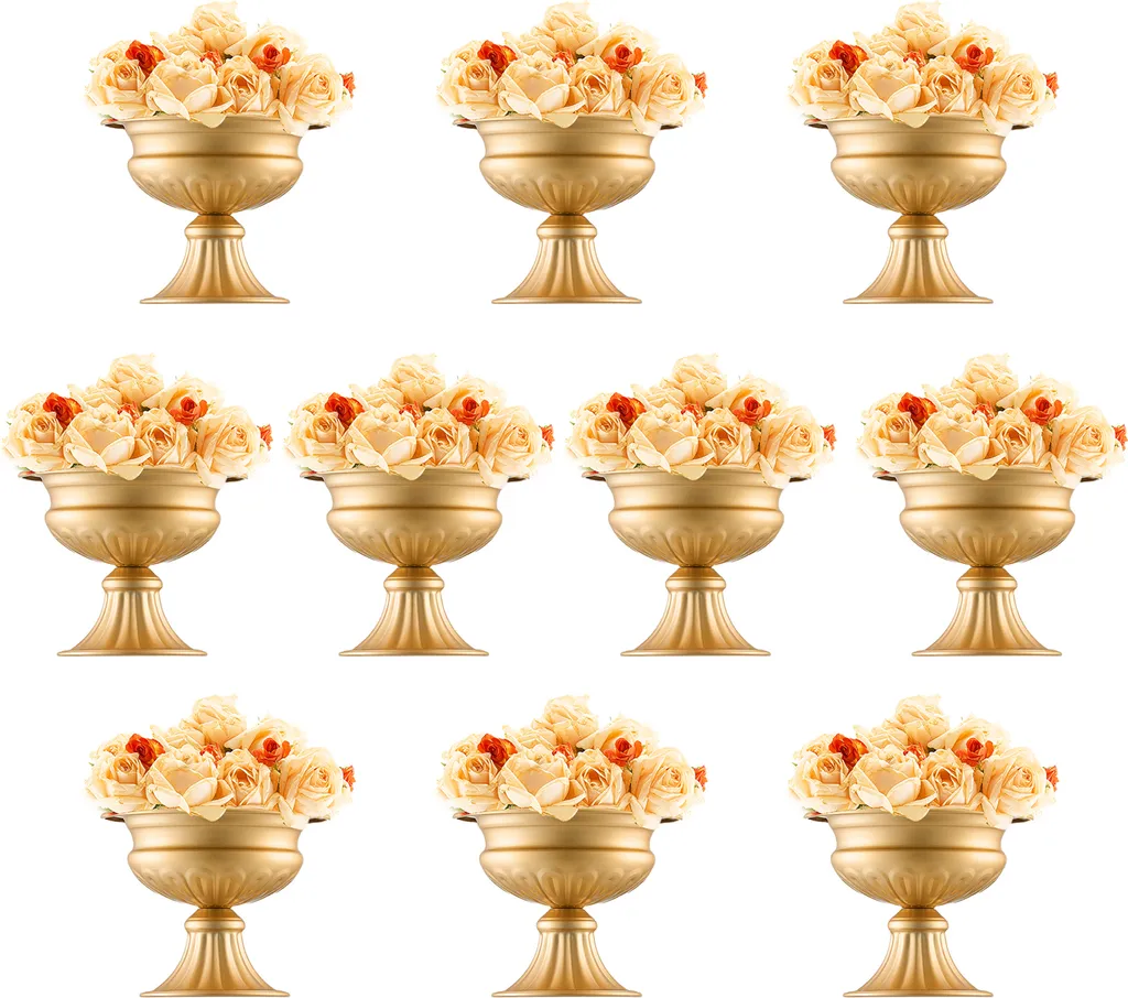 Vase Médicis Doré en Métal pour Composition Florale de Mariage - 10 pcs