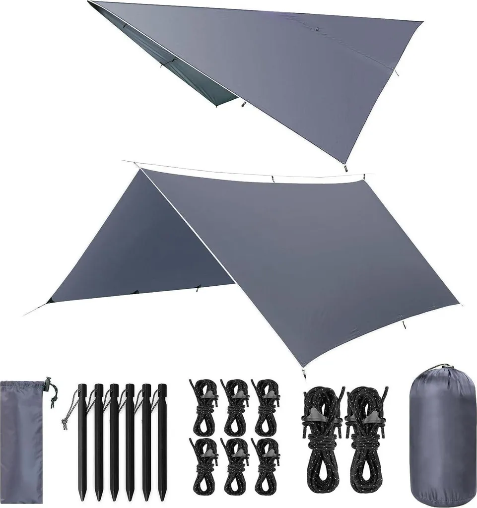 Toile de Tente 3x3M Multi-Usage - Abri de Camping Gris Bleu Imperméable