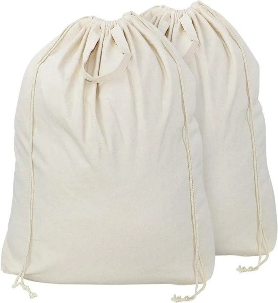 Sac à linge voyage et maison en coton lavable avec poignées ergonomiques