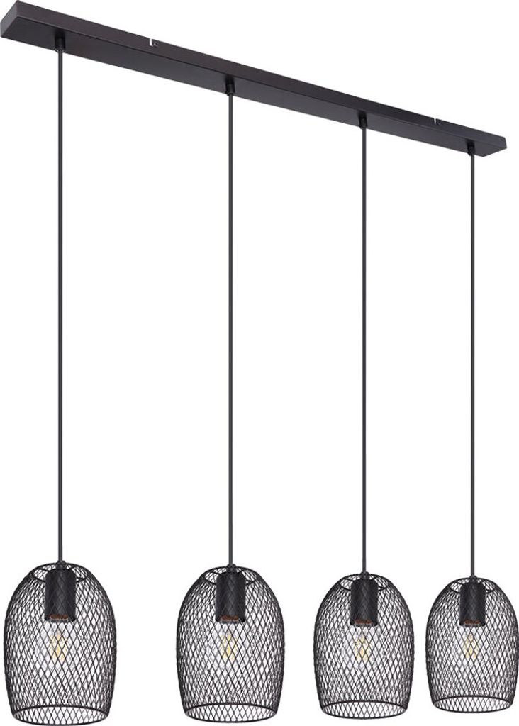 Pendelleuchte, Käfig-Optik, schwarz, 4 flammig, L 100 cm