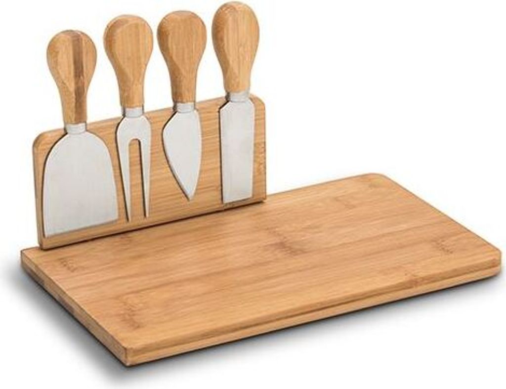 Käsebrett aus Bambus mit 4 Schneidgarnitur