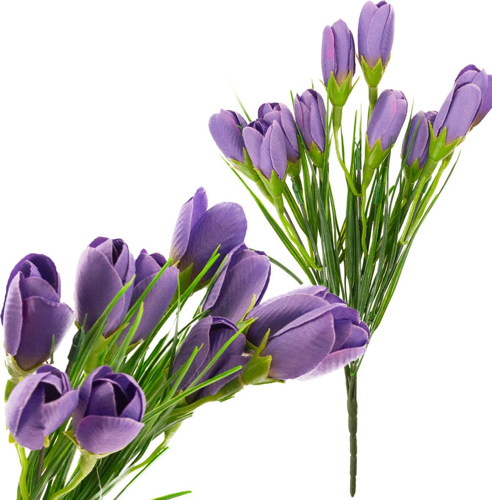 Bouquet di crochi artificiali in erba Composizione Immagine del prodotto 
