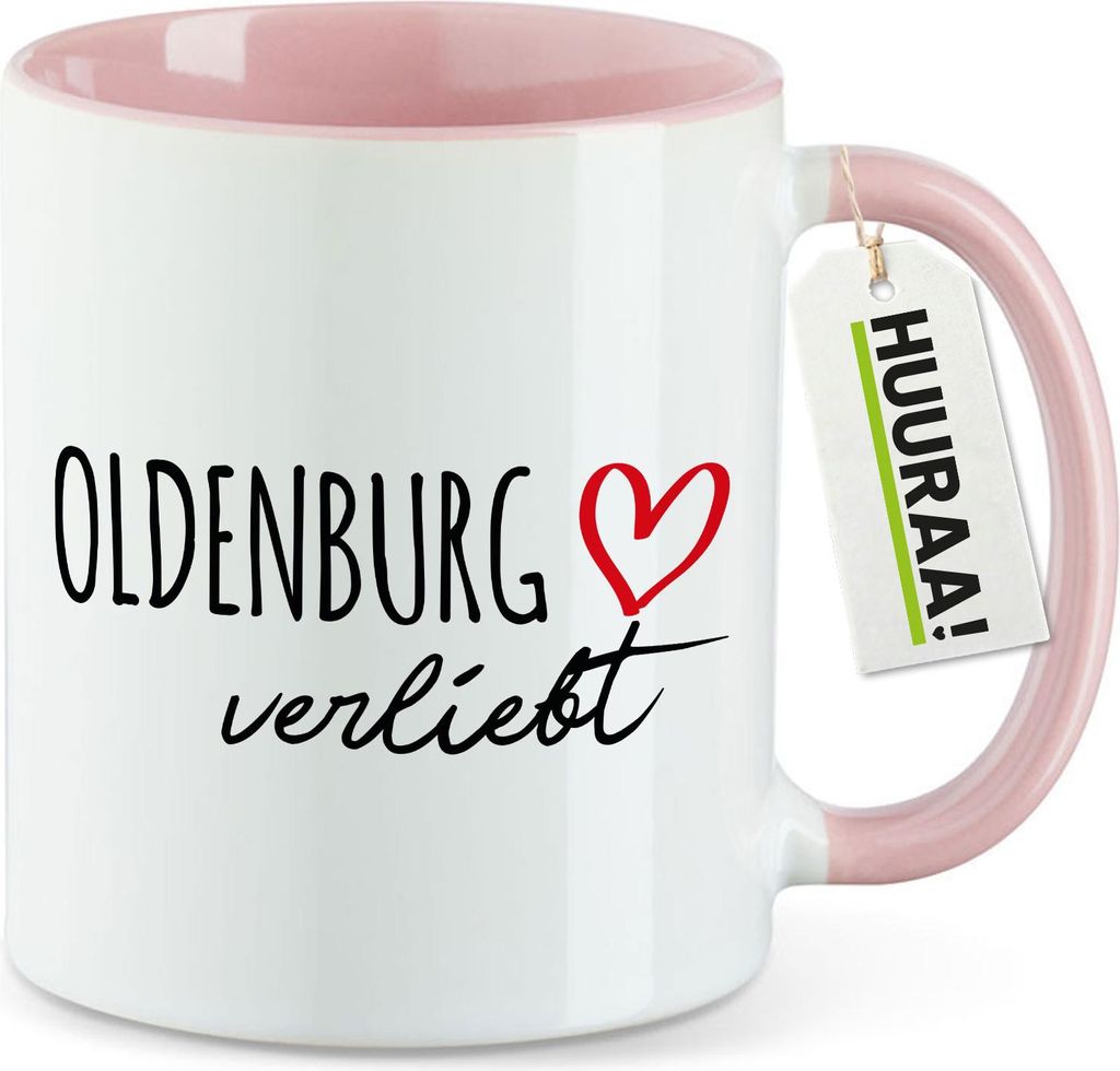 Huuraa Kaffeetasse Oldenburg verliebt 330ml Rosa Keramik Produktbild 