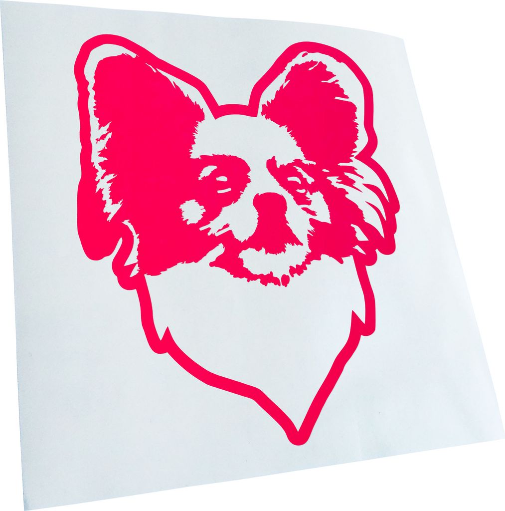 Kiwistar - Autoaufkleber - Papillon Hund - Neonpink - 50x42cm - Aufkleber für Auto, Laptop, Fahrrad, LKW, Motorrad Mehrfarbig JDM Decal Racing