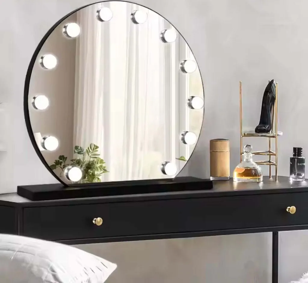 Miroir de Table Hollywood Noir 60 cm - Éclairage Maquillage de Studio - 8