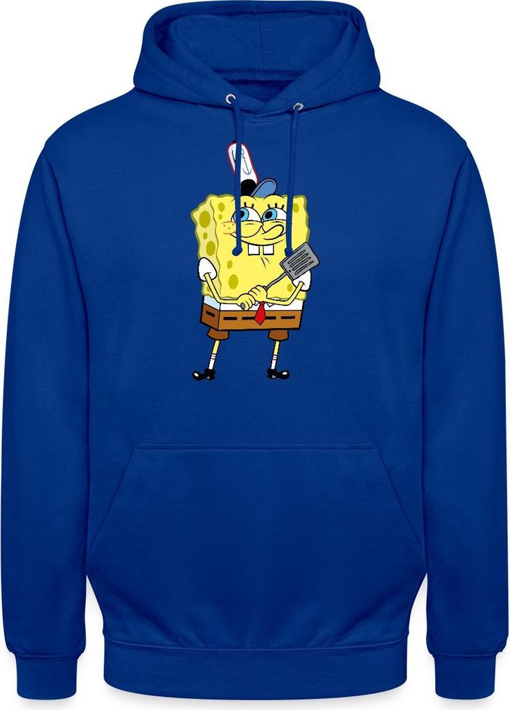 Spreadshirt SpongeBob Schwammkopf Burger Braten Uni Hoodie, L, Royalblau