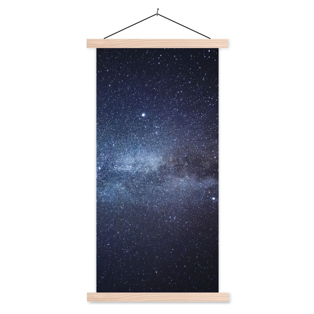 MuchoWow Textilposter Die Milchstraße im Sonnensystem 40x80 cm mit holzfarbenen Rahmen - Wohnzimmer