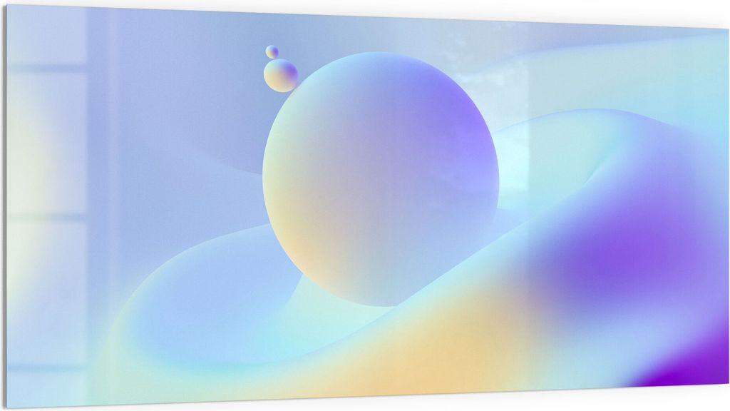 DEQORI Küchenrückwand Glas 100x50 cm '3D Lowpoly Kugeln' Spritzschutz Bad Rückwand