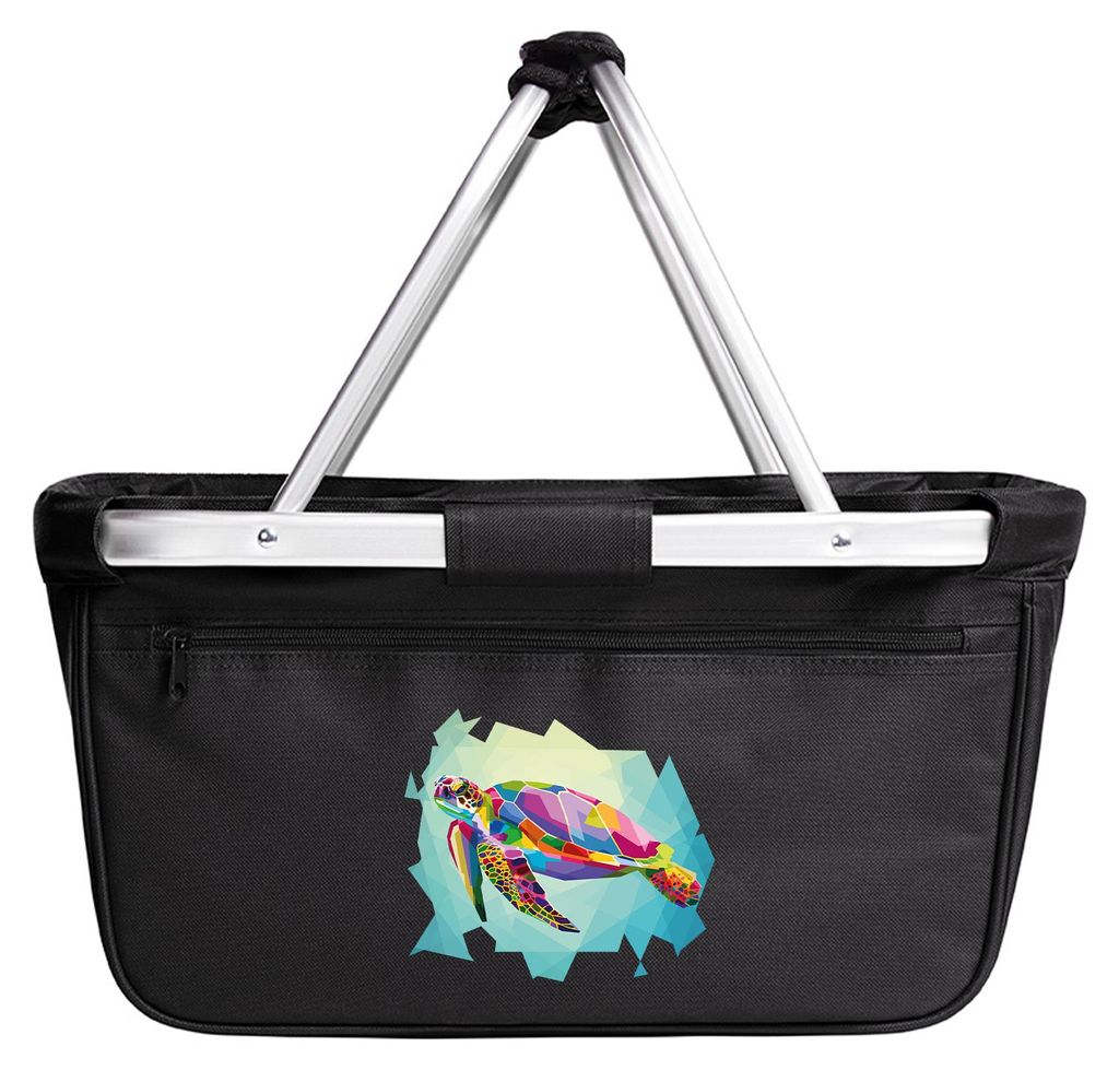 Huuraa Einkaufskorb Wasserschildkröte Colorful 20 Liter Black faltbarer Tragekorb Geschenkidee