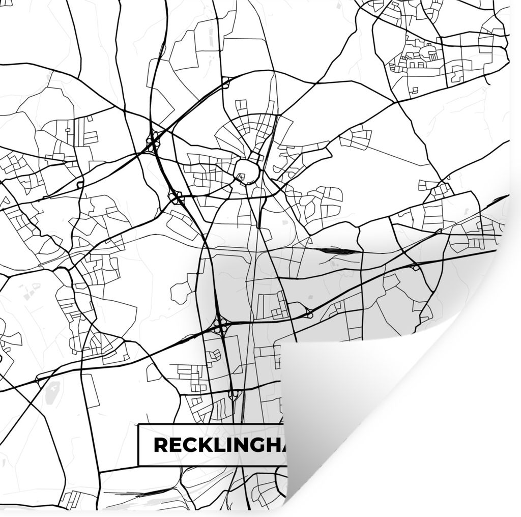MuchoWow Wandtattoo Wandsticker Wandaufkleber Recklinghausen - Karte - Stadtplan 100x100 cm Selbstklebend und Repositionierbar - Wierderverwendba...