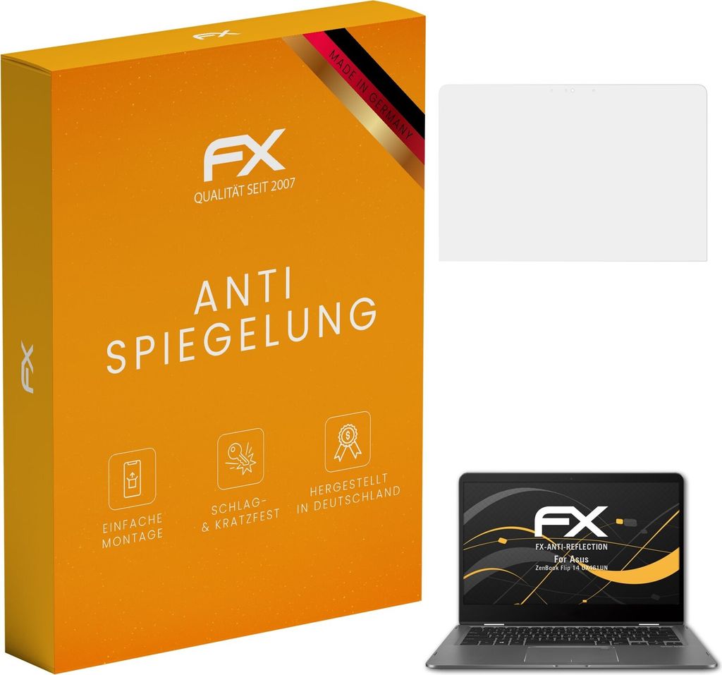 atFoliX FX-Antireflex 2x Schutzfolie kompatibel mit Asus ZenBook Flip 14 (UX461UN) Displayfolie