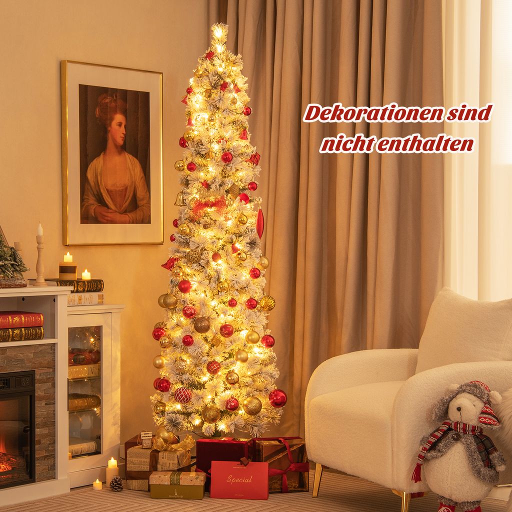 COSTWAY 180 cm Bleistift Weihnachtsbaum mit Schnee, Produktbild 2