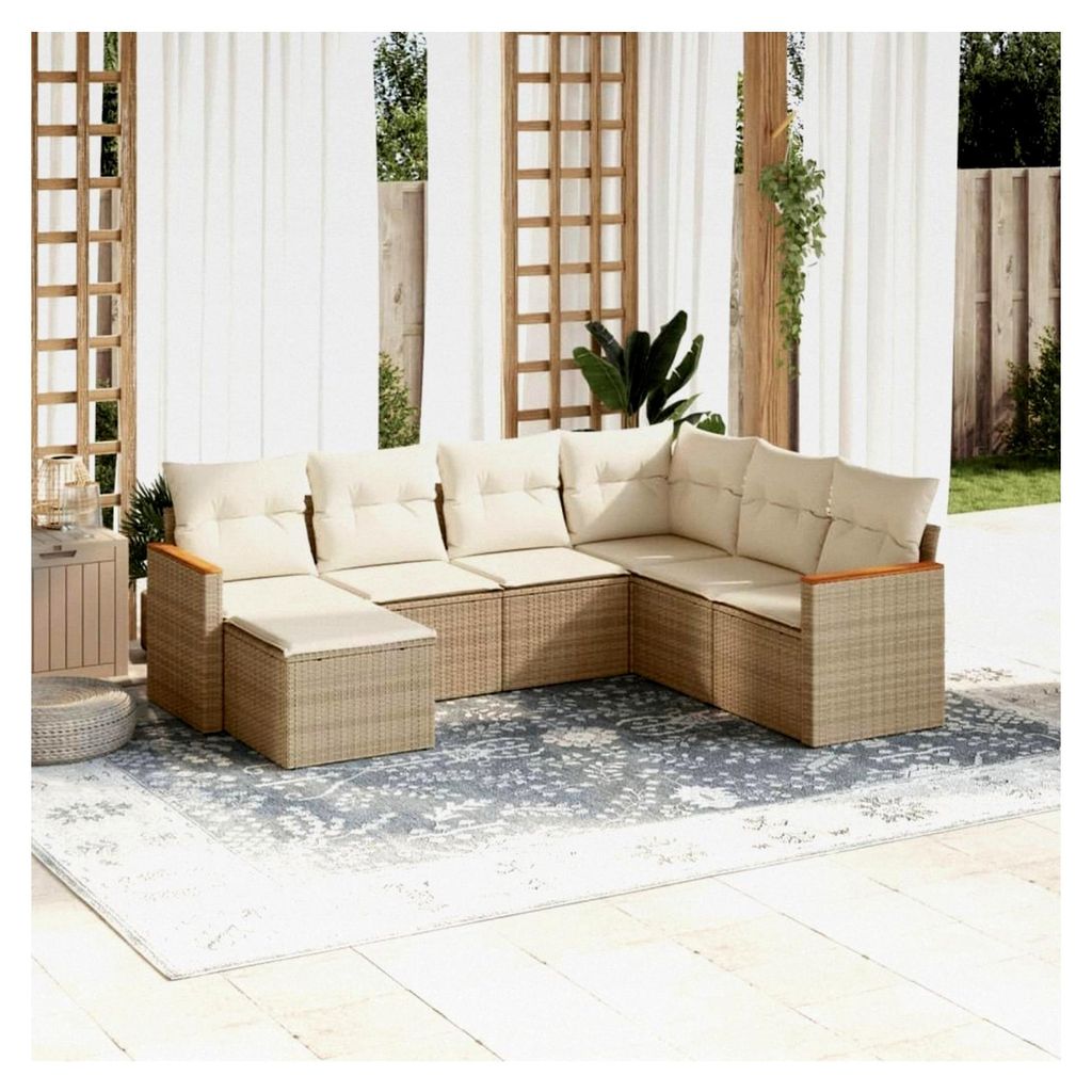 Gartenlounge aus Rattan mit Stauraum, Loungemöbel Set für den Außenbereich