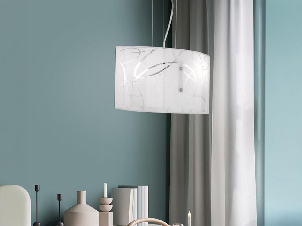 Trio 304400201 Pendelleuchte 2xE27 Glas weiss mit Kreis-Muster