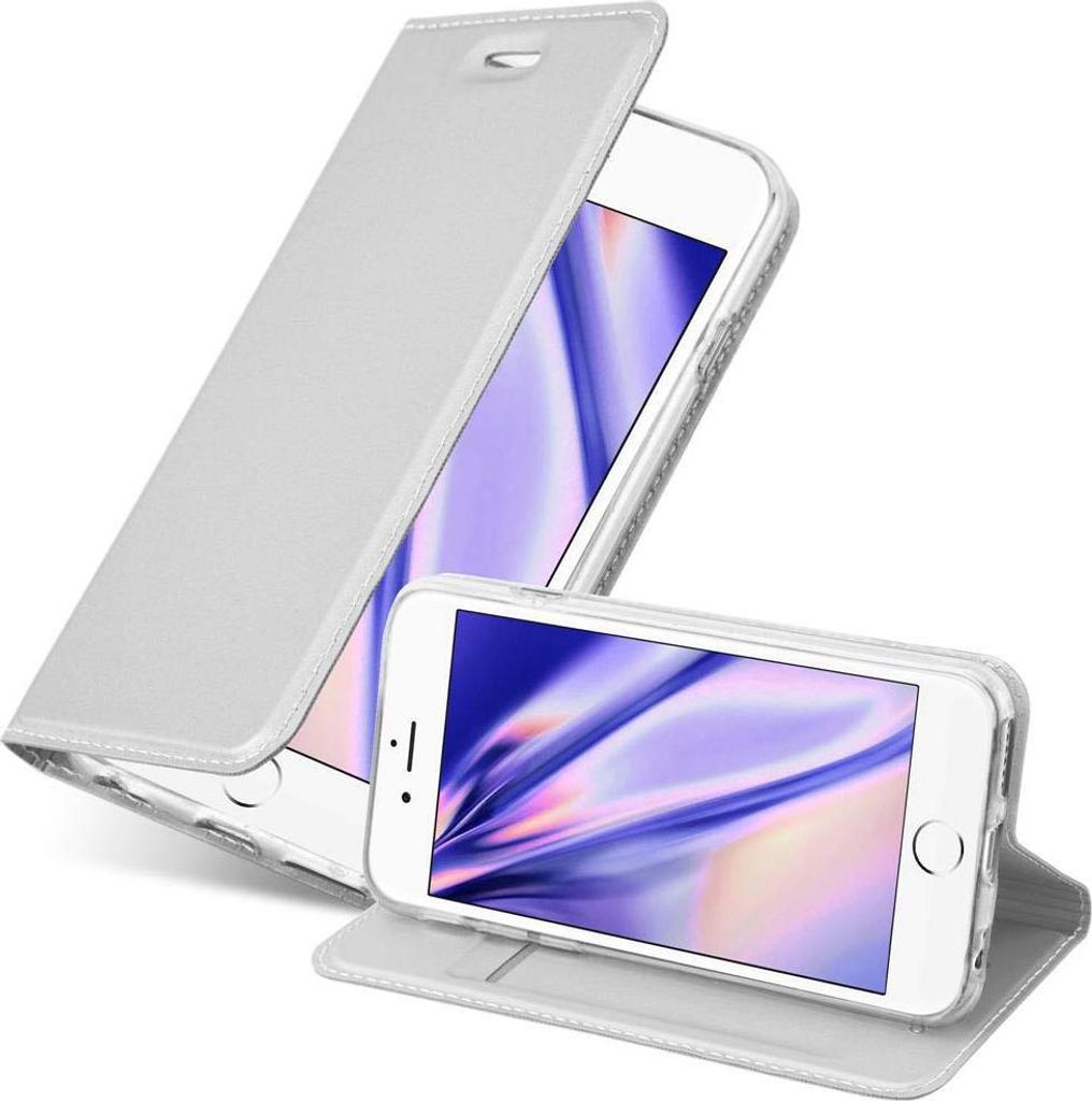 Cadorabo Handyhülle für Apple iPhone 6 PLUS / 6S PLUS Schutz Hülle in Silber Cover Etui Book Case Booklet
