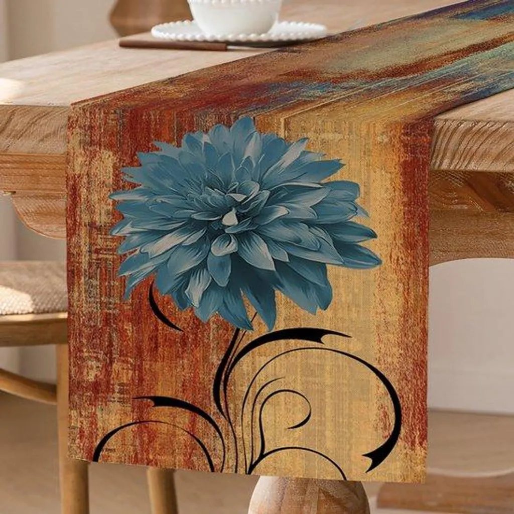 Chemin de table anti-tache floral 40x240 cm style cottage vintage