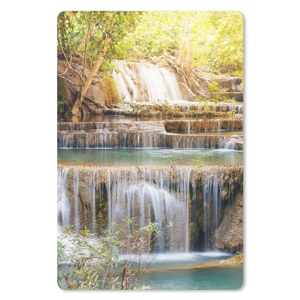 MuchoWow Mauspad Mousepad Sonne - Wasserfall - Landschaft 40x60 cm - Mousepads - Maus Mat - Pad - Mausunterlage - Schreibtisch Accesoire