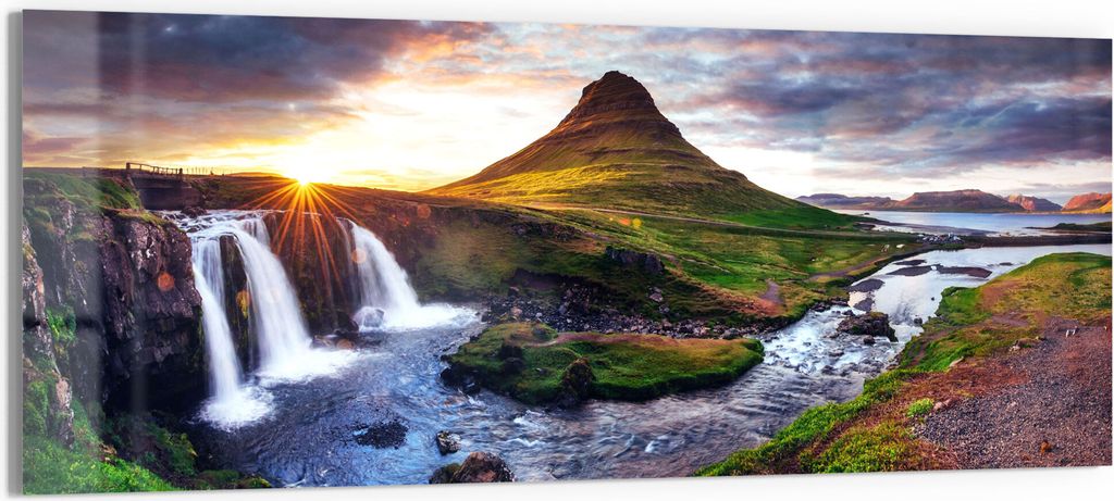 DEQORI Glasbild Acryl 125x50 cm 'Kirchberg Panorama' Wandbild Bild modern Deko