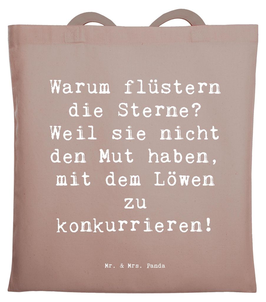 Mr. & Mrs. Panda Tote Bag Spruch Sterne und Löwe - Braun Pastell - Geschenk, Geschenke Astrologie, dokumententasche, Jutebeutel, Tragetasche, Tier...
