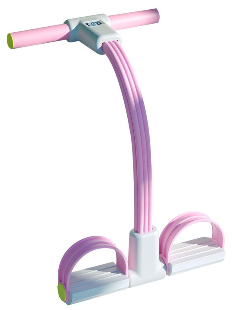 Pedal-Fußgelenktrainer mit Zähler, 4/6-Röhren-LED-Anzeige, Widerstandsband mit Griff, elastischem Yoga-Sit-up-Zugseil, Pedal-Spanngerät für M...