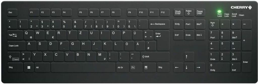 Active Key AK-C8112 - Tastatur - Wischdesinfektion, flaches Tastenprofil - 100% - full size - waschbar - USB - QWERTZ - Deutsch - Schwarz