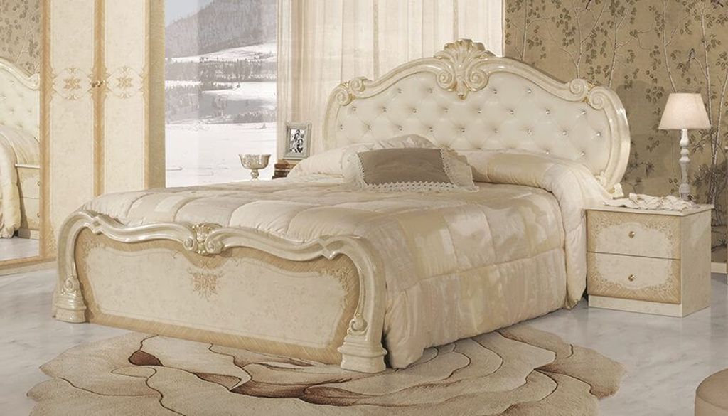 Bett Tolouse 160x200cm in Beige Gold Barock