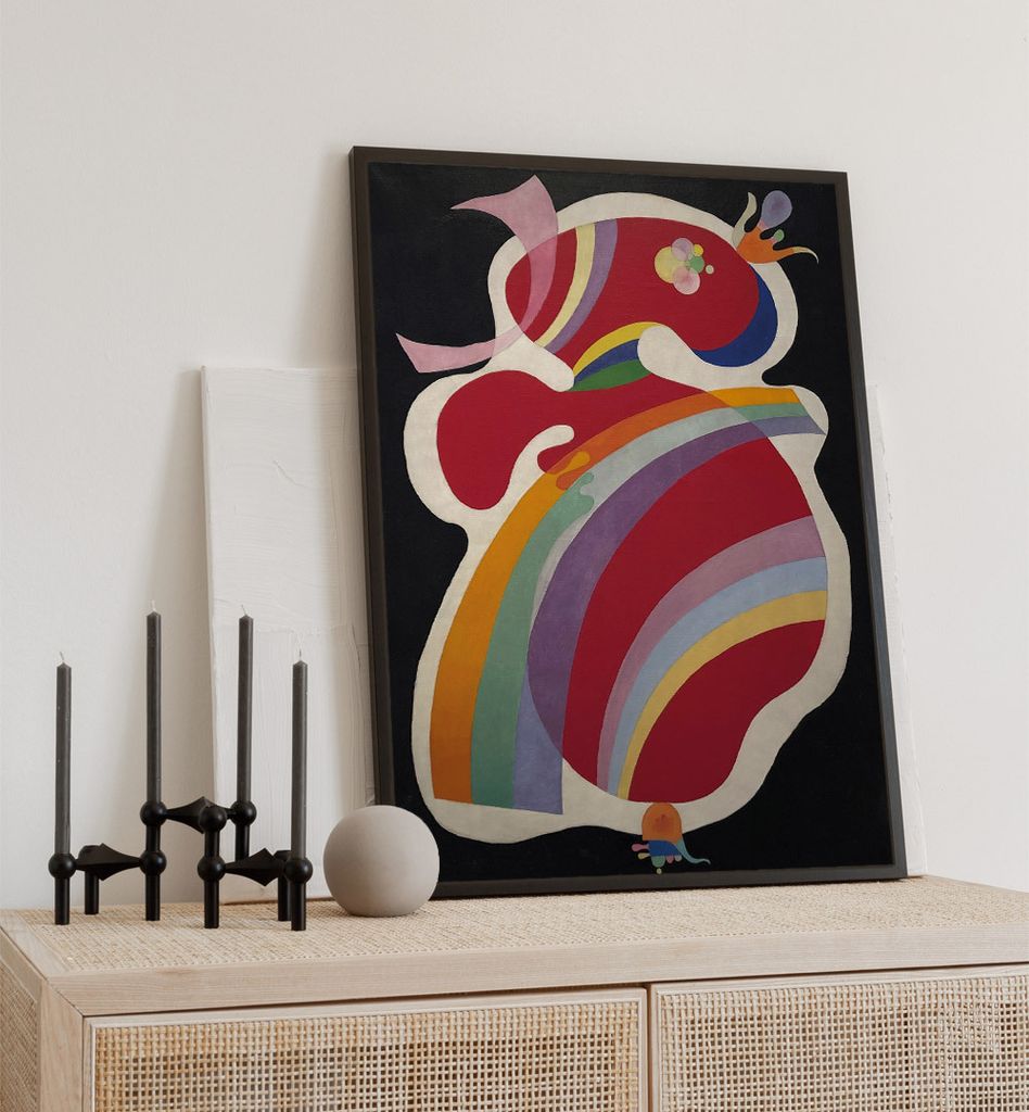 Poster rote Form, groesse_poster:21x30 cm, groesse_rahmen:schwarz Passepartout 30x40 cm