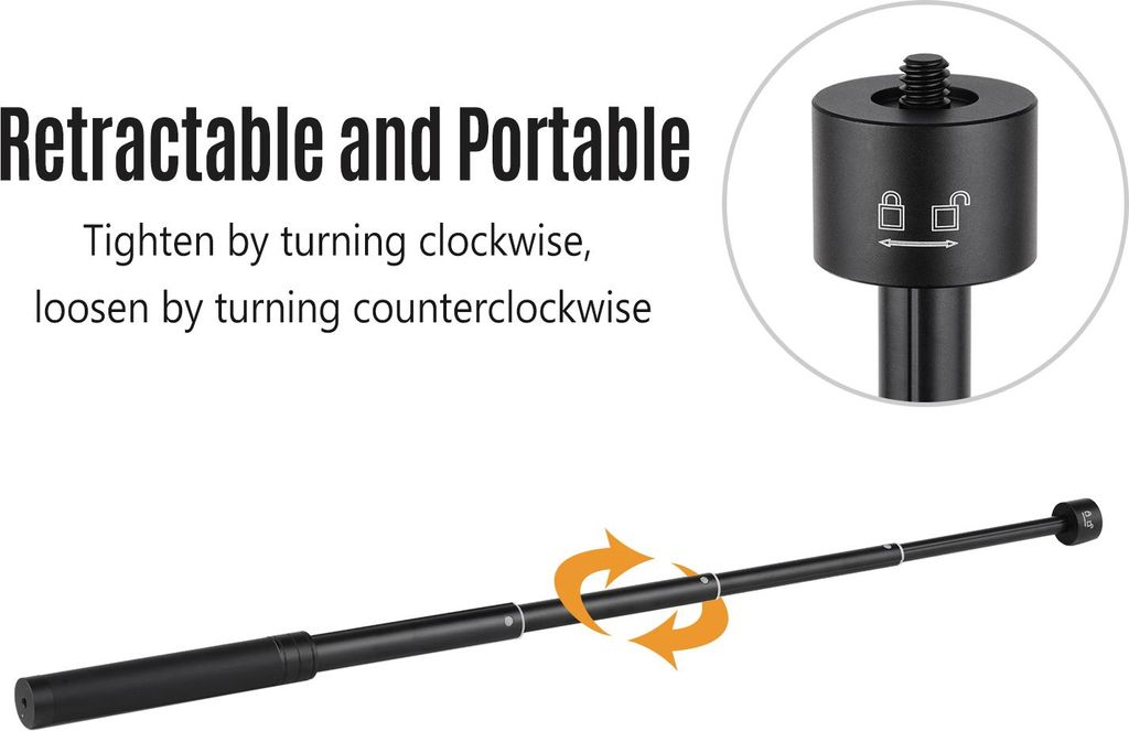 Teleskop-Stabilisator-Verlängerungsstange max. Länge 73 cm Stange aus Aluminiumlegierung mit 1/4 Zoll Schraube und Loch für Gimbal Zhiyun Feiyu