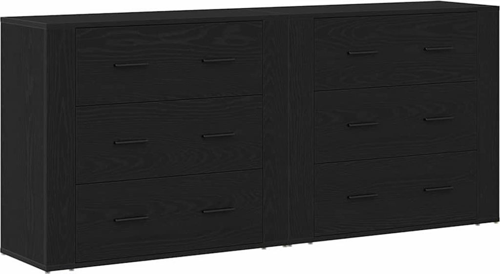 Sideboard Schwarz Eichen-Optik 160 x 33 x 70 cm Holzwerkstoff