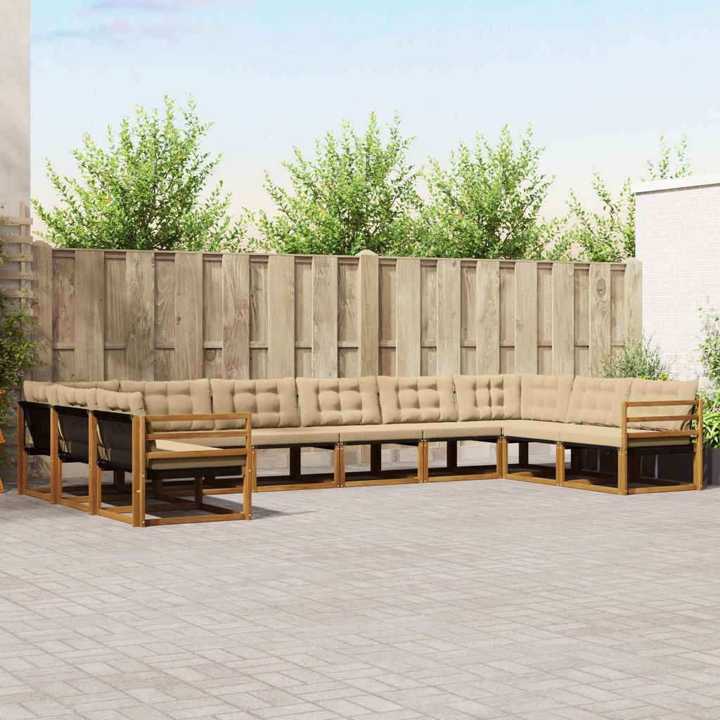 "Summerschlussverkauf"Outdoor-Sofagarnitur - CLORIS - Balkonmöbe/Sitzgruppe - mit Kissen 10 pcs - Moderne Design - Natur und Beige - Gartensofas D...