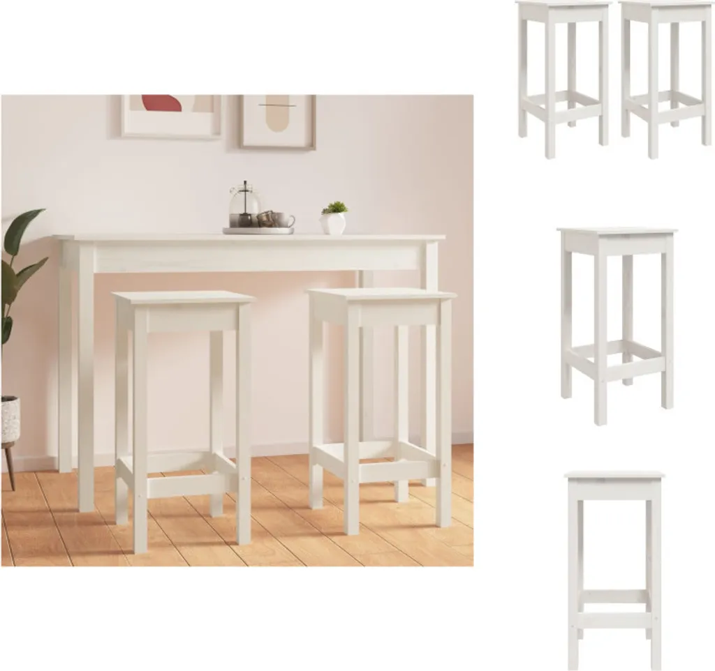 Sgabelli da Bar in Legno Massiccio vidaXL 2pz Bianco 78cm