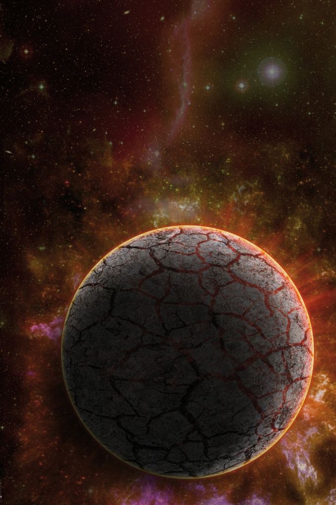 Der Weltraum Kunstdruck Bild - Schwarzer Planet Und Kosmische Wolken (120 x 180 cm)