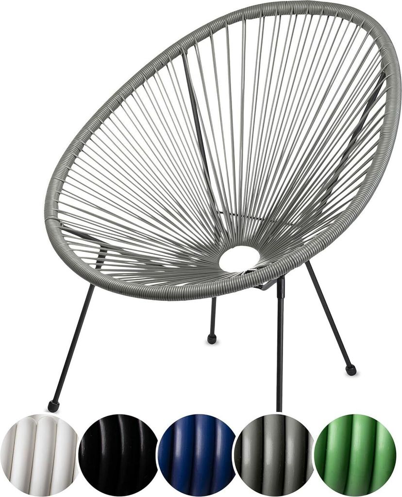 sunnypillow Set Acapulco Gartenstuhl | gemütlicher Loungesessel für Wohnzimmer, Terrasse, Garten, Balkon Sessel Stuhl | Grau