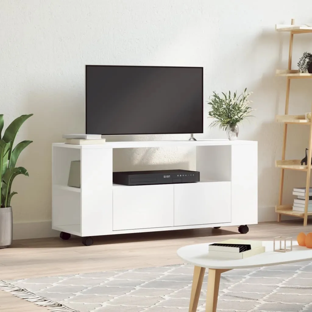 Mobile Porta TV Bianco 102cm | Mobiletto Soggiorno Legno Moderno