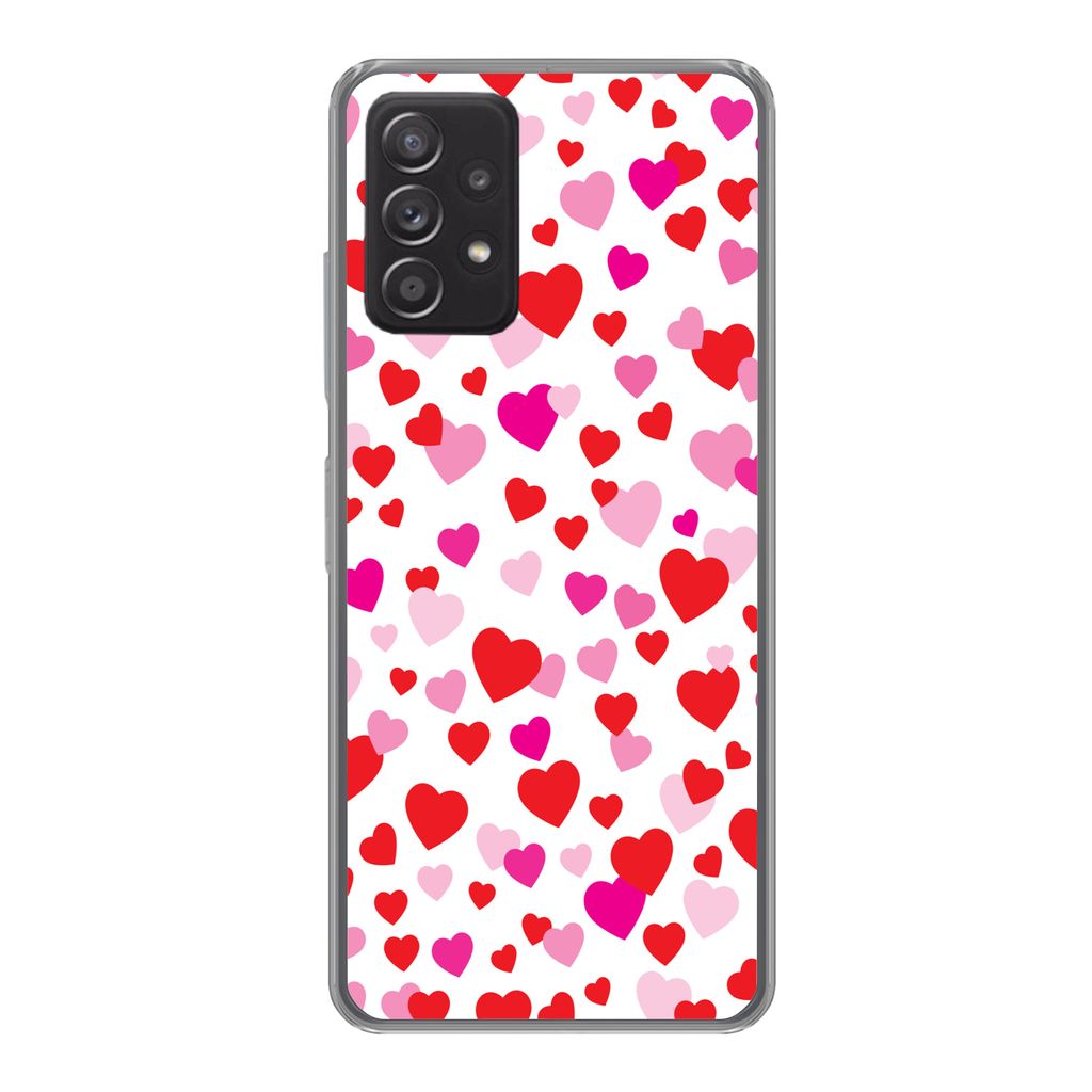 MuchoWow Handyhülle Schutzhülle Hülle für Samsung galaxy a73 Eine Illustration mit bunten Herzen Silikon Softcase Handy Hülle - Handyhülle