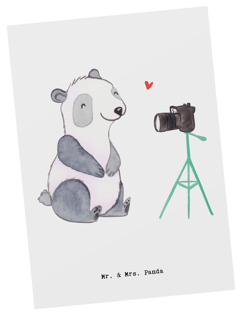 Mr. & Mrs. Panda Grußkarte Vlogger Herz - Weiß - Geschenk, Postkarten, bildkarte, Postkarte, kunstkarte, Ansichtskarte