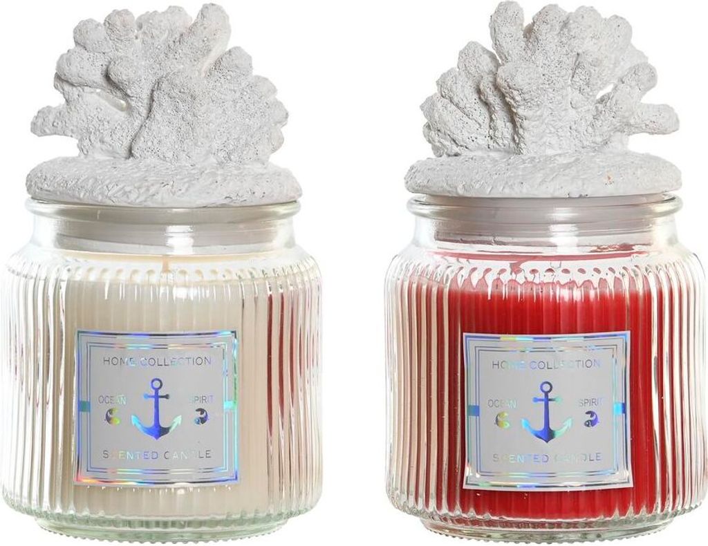 Duftkerze DKD Home Decor Koralle Mediterraner 430 g (2 Stück)