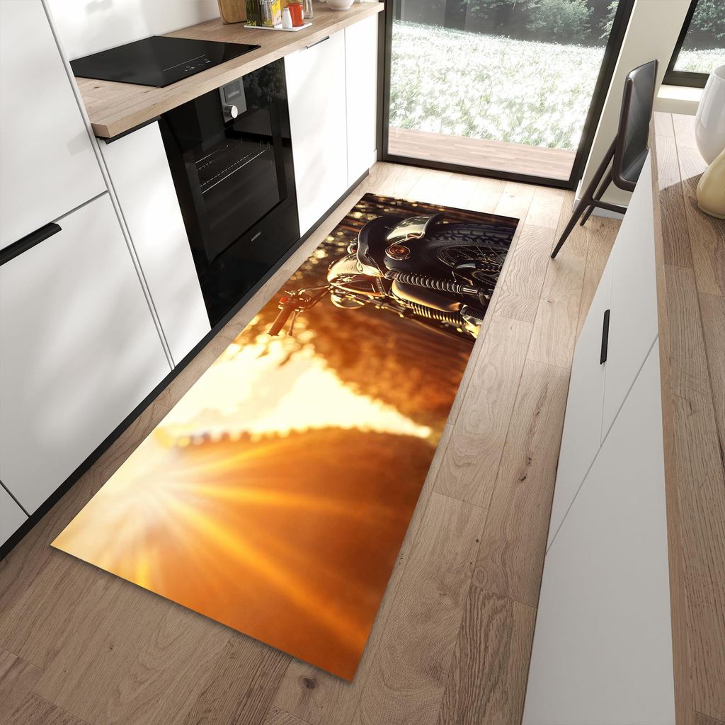 Küchenteppich 90x240cm rutschfest & abwischbar PVC Läufer - Motorradsonne