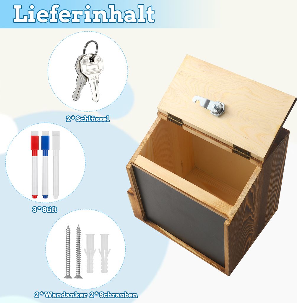 Vorschlagsbox, Spendenbox, Briefkasten zur Wandmontage, Produktbild 5