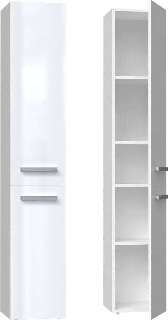 Badezimmer-Hochschrank Heinrich Hochglanz Weiß