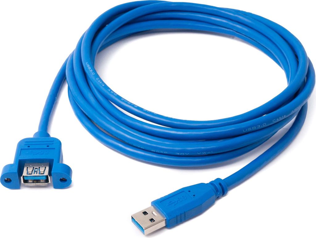 SYSTEM-S USB 3.0 Kabel 3 m Typ A Stecker zu Buchse Schraube in Blau