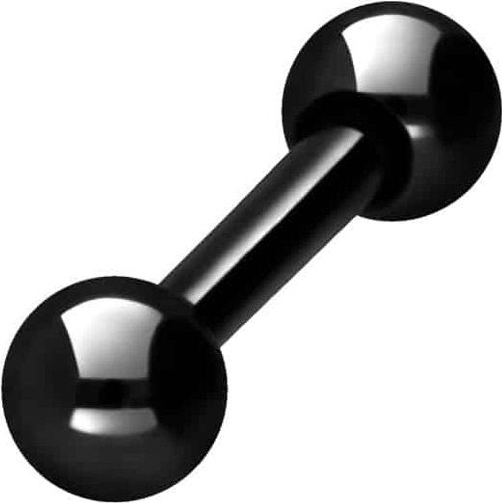 Zungenpiercing, Intim-Piercing Titan Barbell Schwarz Stablänge: 6mm + Stabstärke: 1,2mm + Kugelgröße: 3mm