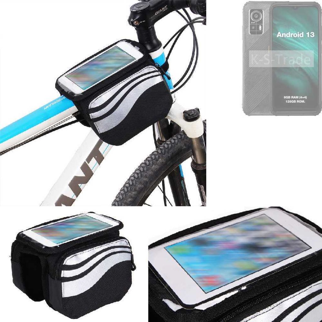 K-S-Trade Rahmentasche Fahrrad-Halterung kompatibel mit AGM H6 Lite Rahmenhalterung Fahrrad Handyhalterung Fahrradtasche Handy Smartphone Halterung