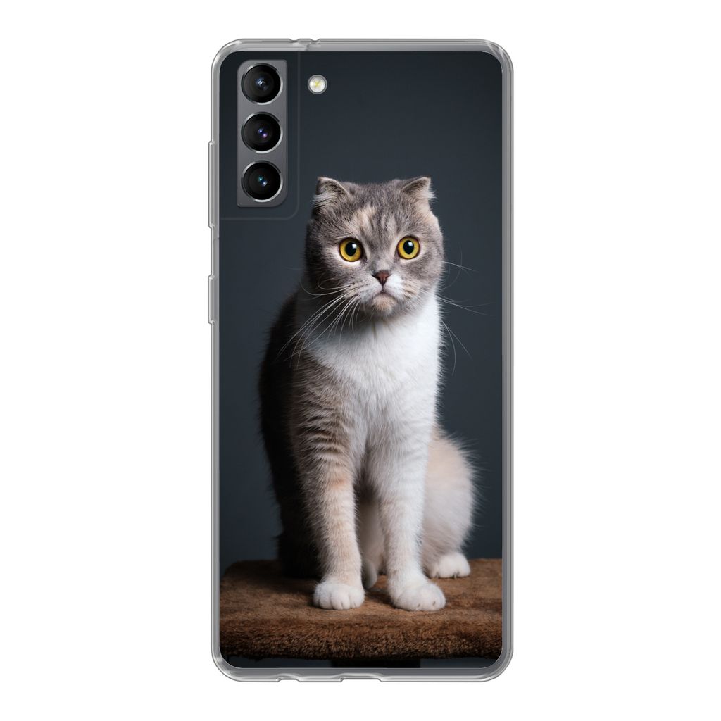 MuchoWow Handyhülle Schutzhülle Hülle für Samsung Galaxy S21 Plus Katze - Haustiere - Licht Silikon Softcase Handy Hülle - Handy-Tasche