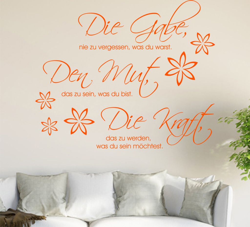 Die Gabe nie zu ... Wandtattoo in 6 Größen - Wandaufkleber Wall Sticker - Dekoration, Küche, Wohnzimmer, Schlafzimmer, Badezimmer